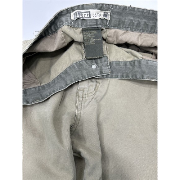 Vtg Y2k Plugg Cargo Pants Beige Khaki 38x34 Skater Baggy Jnco Big Pockets READ - Picture 5 of 10